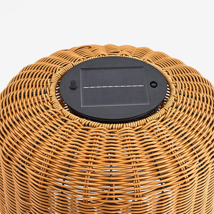 Opviq Lámpara de mesa solar de mimbre Negro y Roble Opviq Lámpara de mesa solar de mimbre Negro y Roble